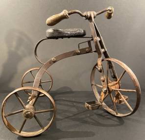 Late 19th C Iron Sculpture of a Tricycle 